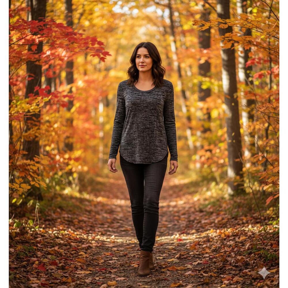 Banana Republic Women's Long Sleeve Gray and Black Top - Size S
